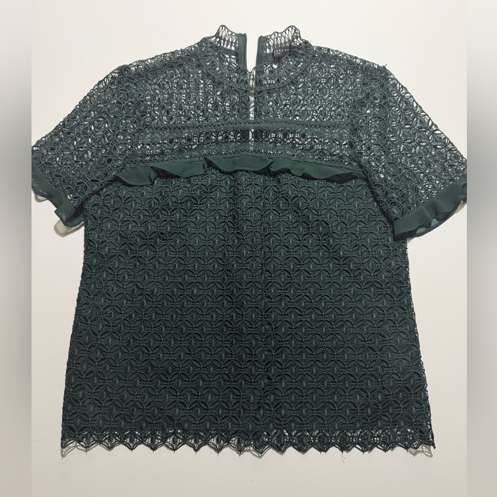 Zara Dark Green Lace Blouse